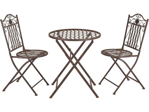 Opvouwbare Bistroset Metaal Bruin met Tafel en 2 Stoelen voor
