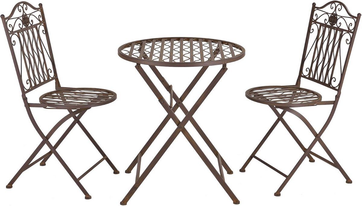 opvouwbare bistroset metaal bruin met tafel en 2 stoelen voor