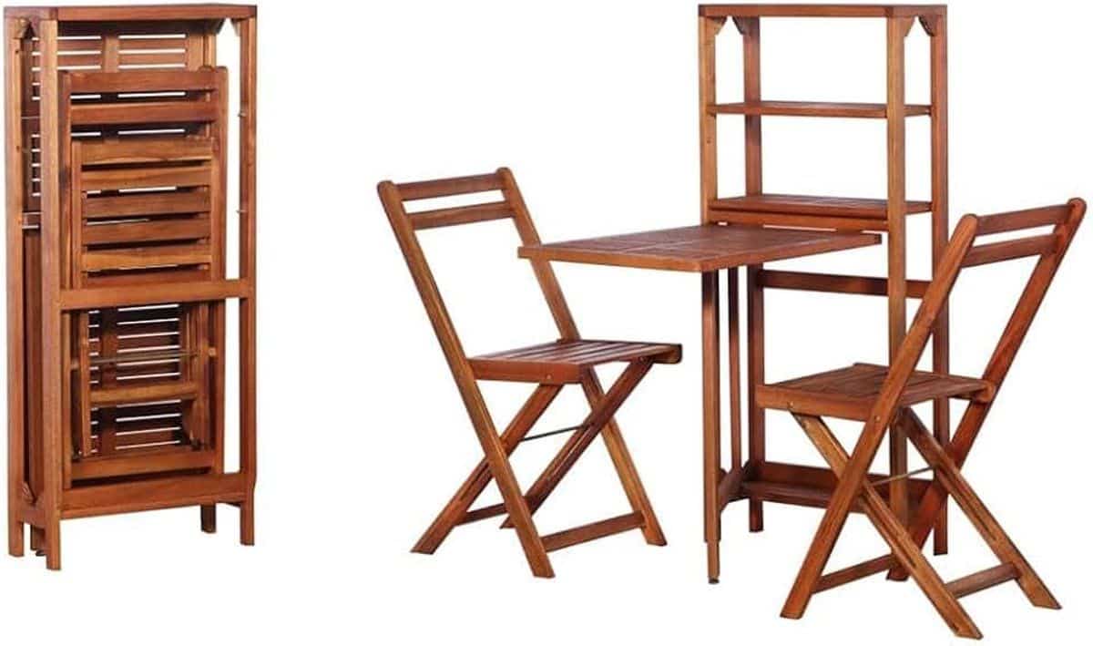 opvouwbare massieve bistroset, acaciahout, weerbestendig, eenvoudig te monteren
