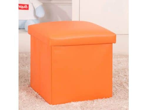 Opvouwbare voetkruk Ottomaanse opbergbox oranje kubusbank voor salontafel en camping