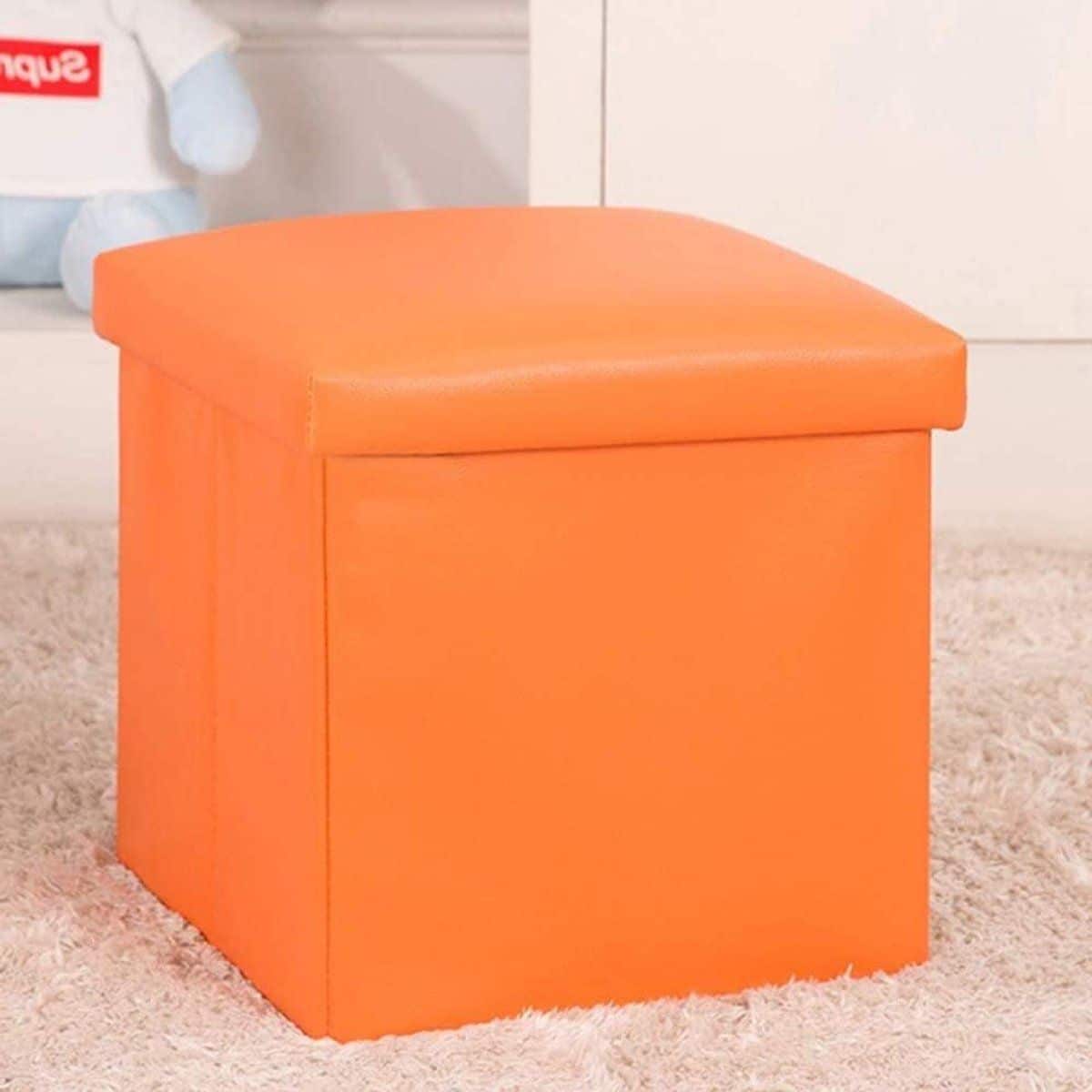 opvouwbare voetkruk ottomaanse opbergbox oranje kubusbank voor salontafel en camping