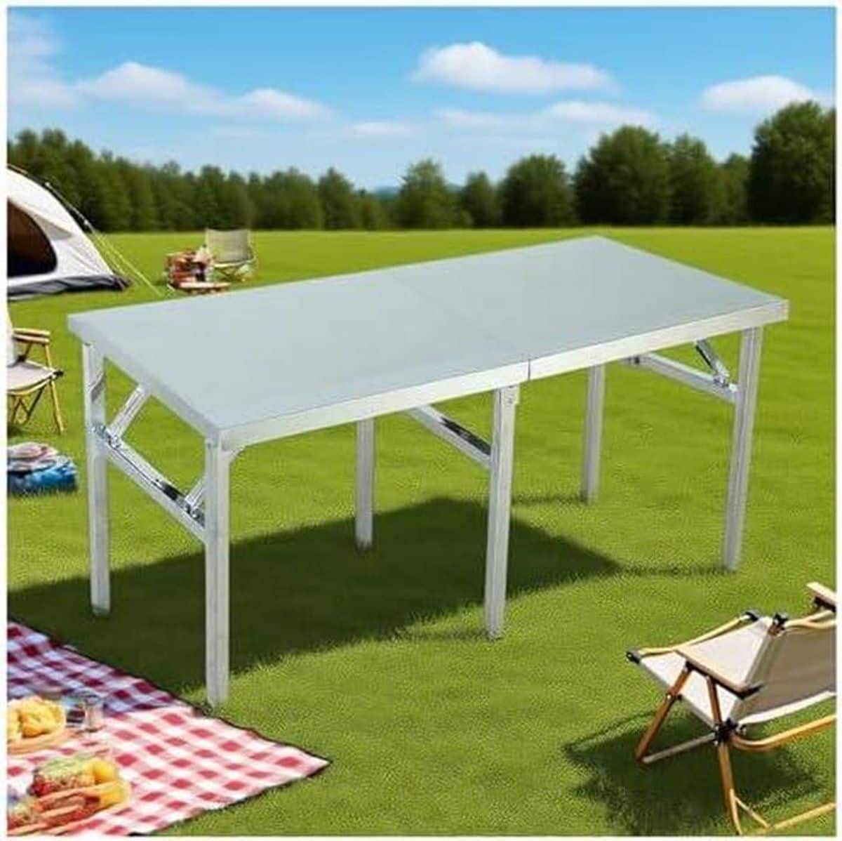opvouwbare werktafel klaptafel rvs buiten koken dubbel