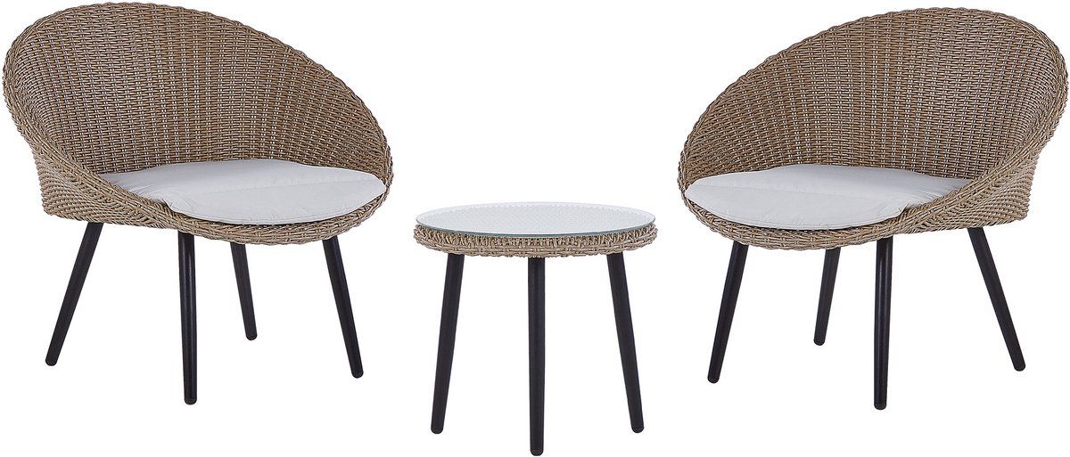 ortigia bistroset voor 2 lichtbeige pe rotan