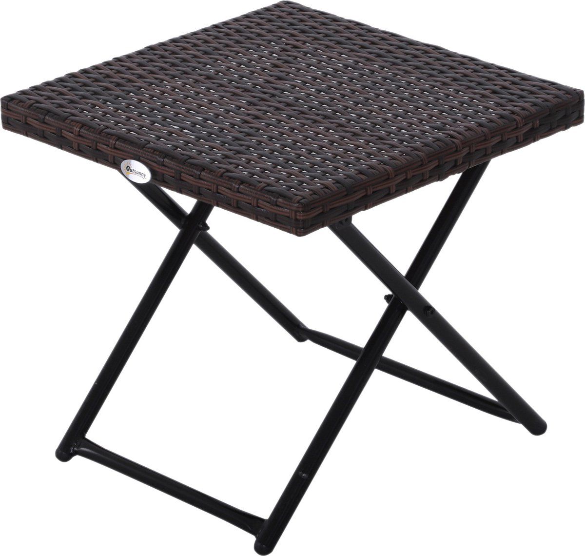 outsunny tuintafel bijzettafel opvouwbare polyrotan 40x40x40 cm