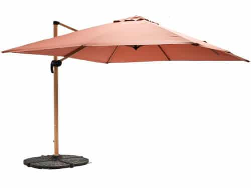 Oviala - Parasol van 3x3m en 4 verzwaarde tegels met