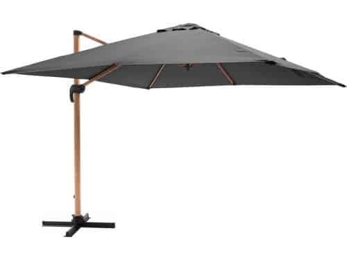 Oviala - Vierkante zweefparasol 3x3m met antraciet houteffect - Brescia