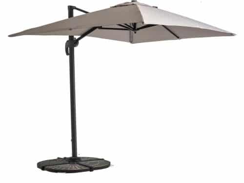 Oviala - Zwevende parasol 2x3 m met 4 verzwaarde aluminium