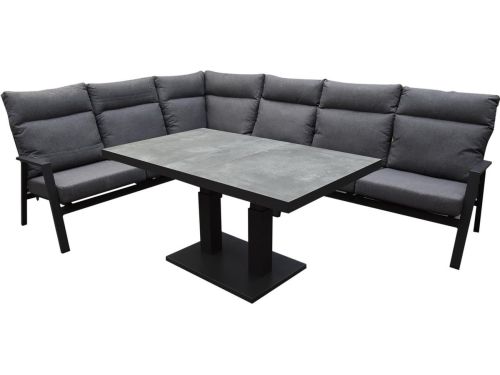 Pacific hoek dining loungeset 5 delig aluminium verstelbaar antraciet