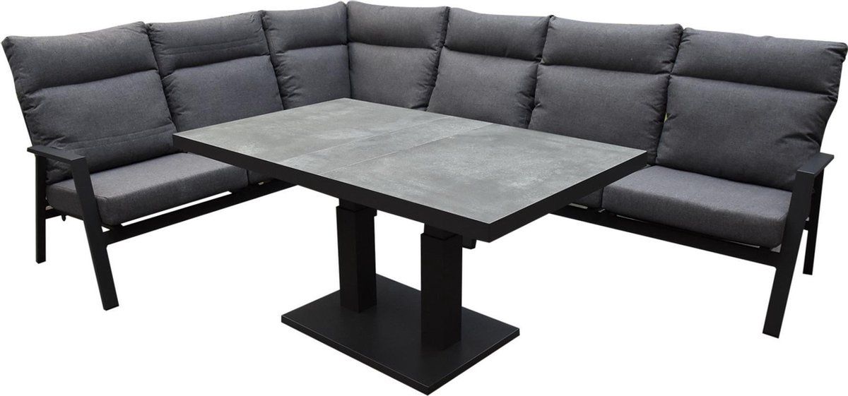 pacific hoek dining loungeset 5 delig aluminium verstelbaar antraciet