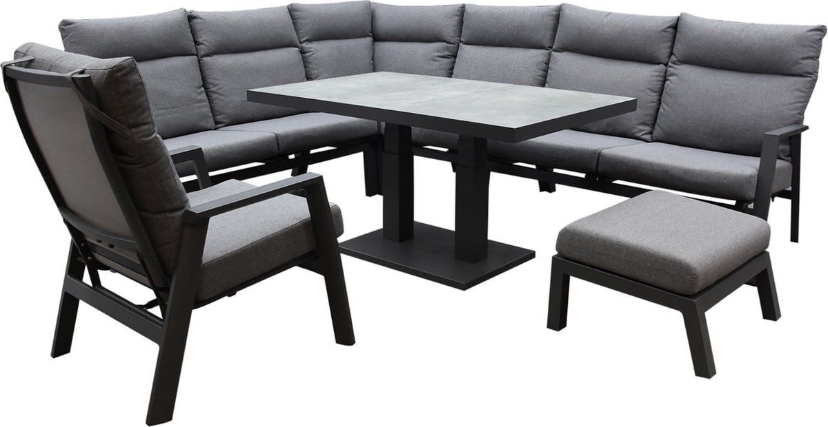 pacific hoek dining loungeset 7 delig aluminium verstelbaar