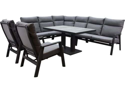 Pacific hoek dining loungeset 7 delig aluminium verstelbaar antraciet