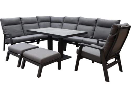 Pacific hoek dining loungeset 8 delig aluminium verstelbaar