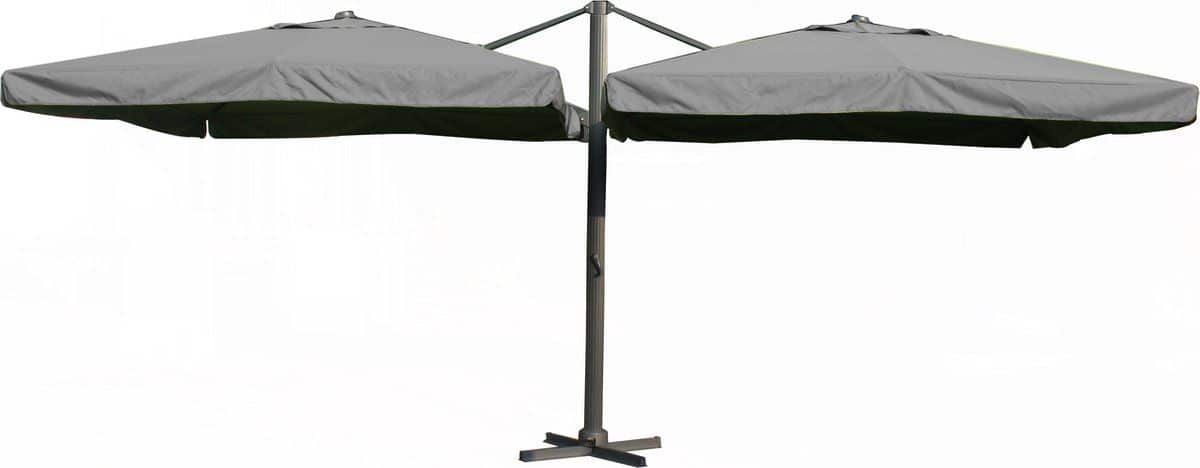 paralux dubbele zweefparasol 2 doeken van 3x3m donkergrijs
