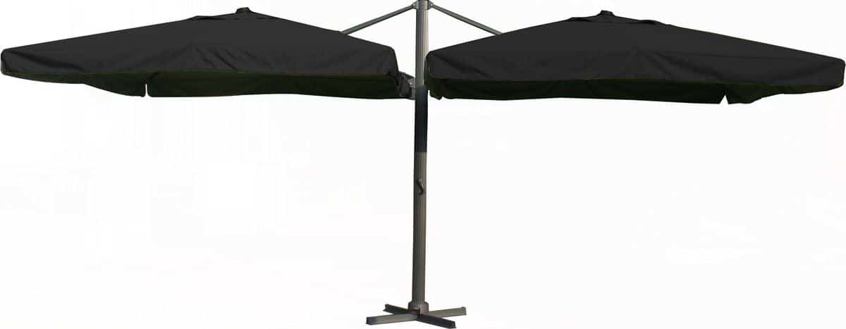 paralux dubbele zweefparasol 2 doeken van 3x3m zwart