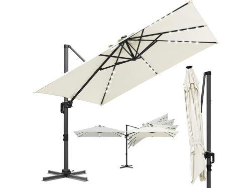 Parasol, 300 x 300 cm, grote zonne-led-tuinparasol met zwengel