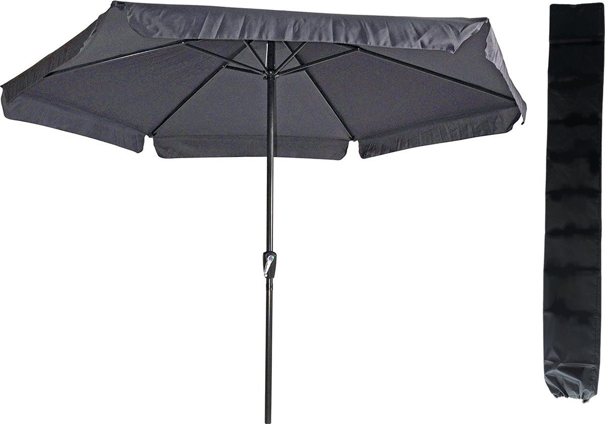 parasol gemini grijs Ø300 cm met handig opdraaisysteem en