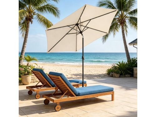 Parasol Ledlicht Rond 292 cm IJzer Polyester Beige Voor Balkon