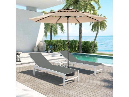 Parasol Met Kantelfunctie 294 Cm Staal Khaki Voor Tuin Terras