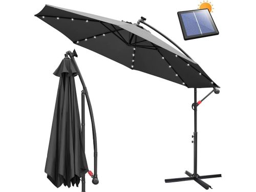 Parasol met zwengel, zweefparasol met standaard, tuinscherm, zonwering