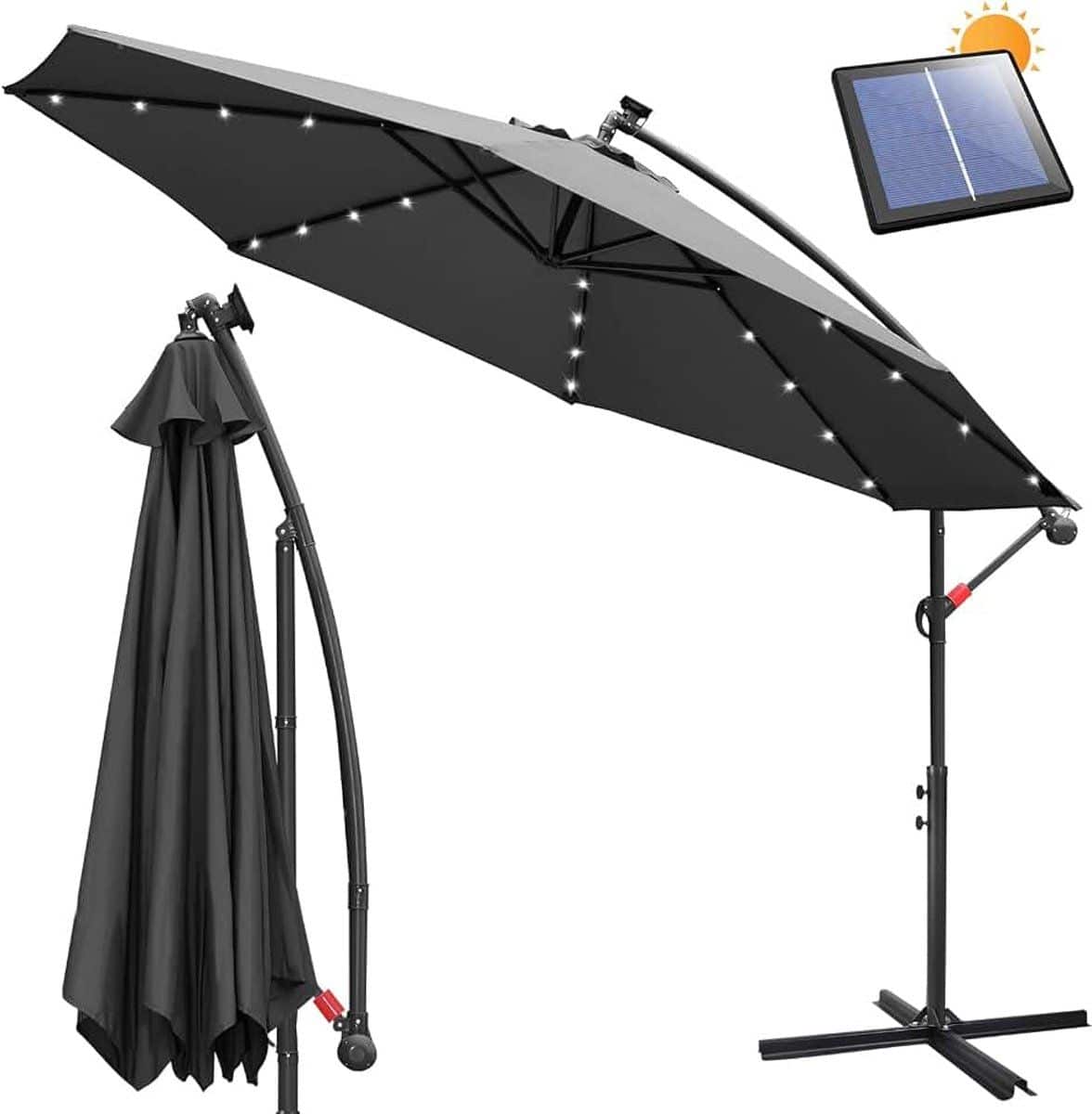 parasol met zwengel, zweefparasol met standaard, tuinscherm, zonwering