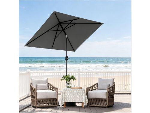 Parasol Verstelbare Stokparasol 206 X 135 Cm Metaal Polyester Donkergrijs