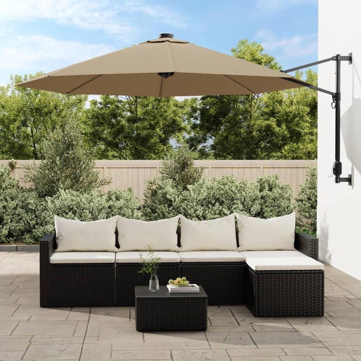 parasol vervangingsstof parasolhoes taupe terras beschermen uv