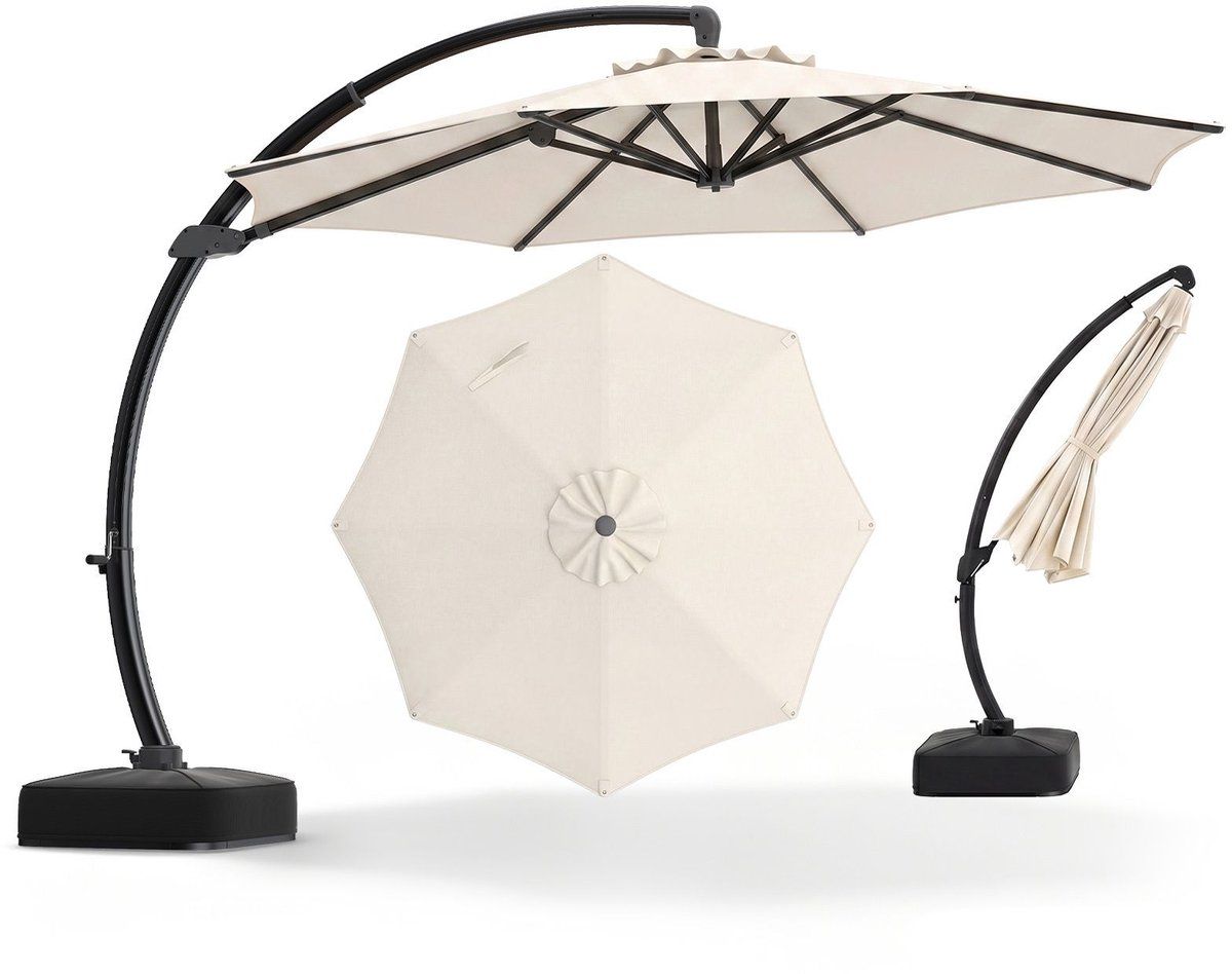 parasol waterdicht & uv beschermend kantelbaar luxe zweefparasol