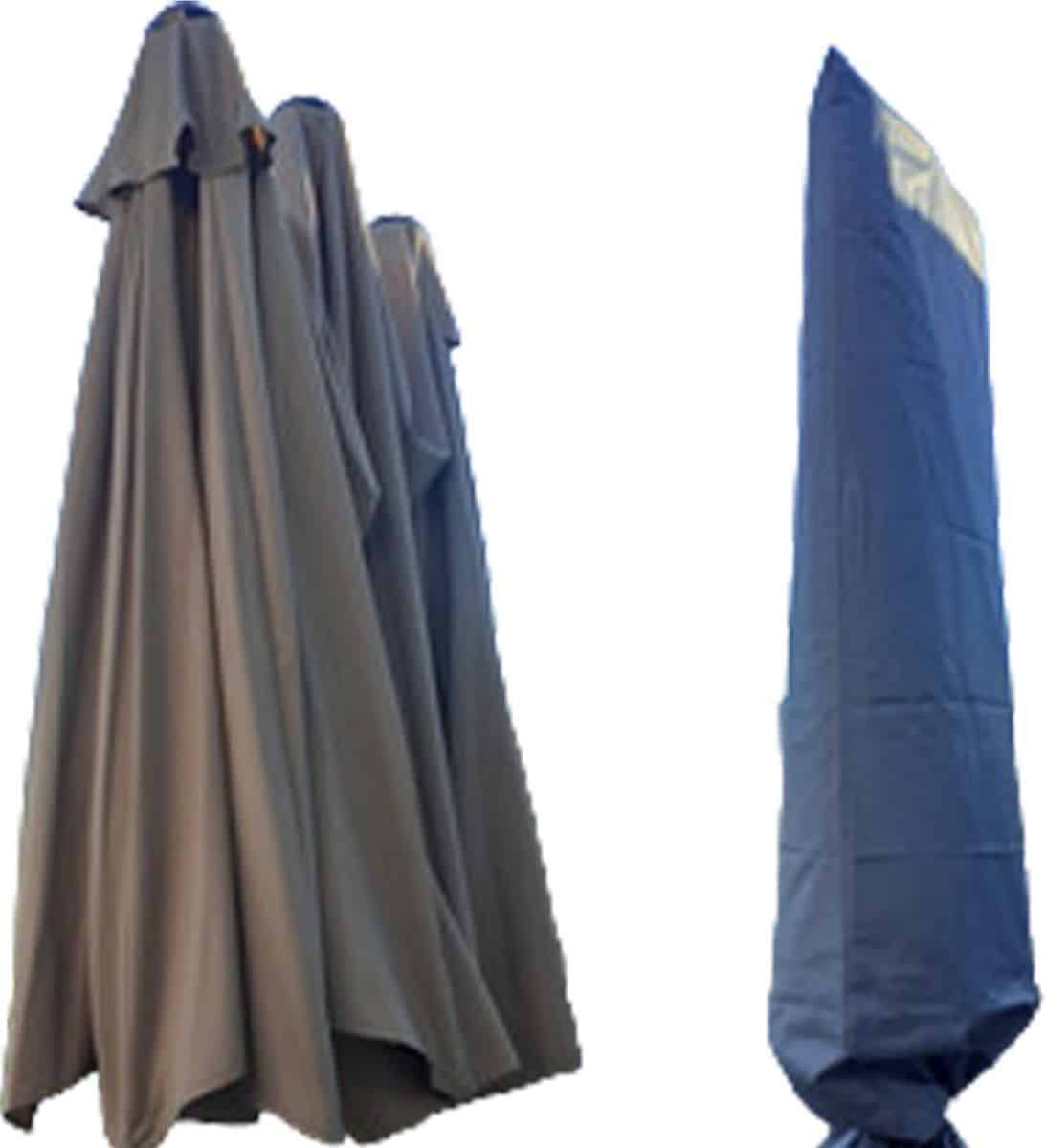 parasolhoes voor dubbele parasol zilvergrijs 250x55x60 cm