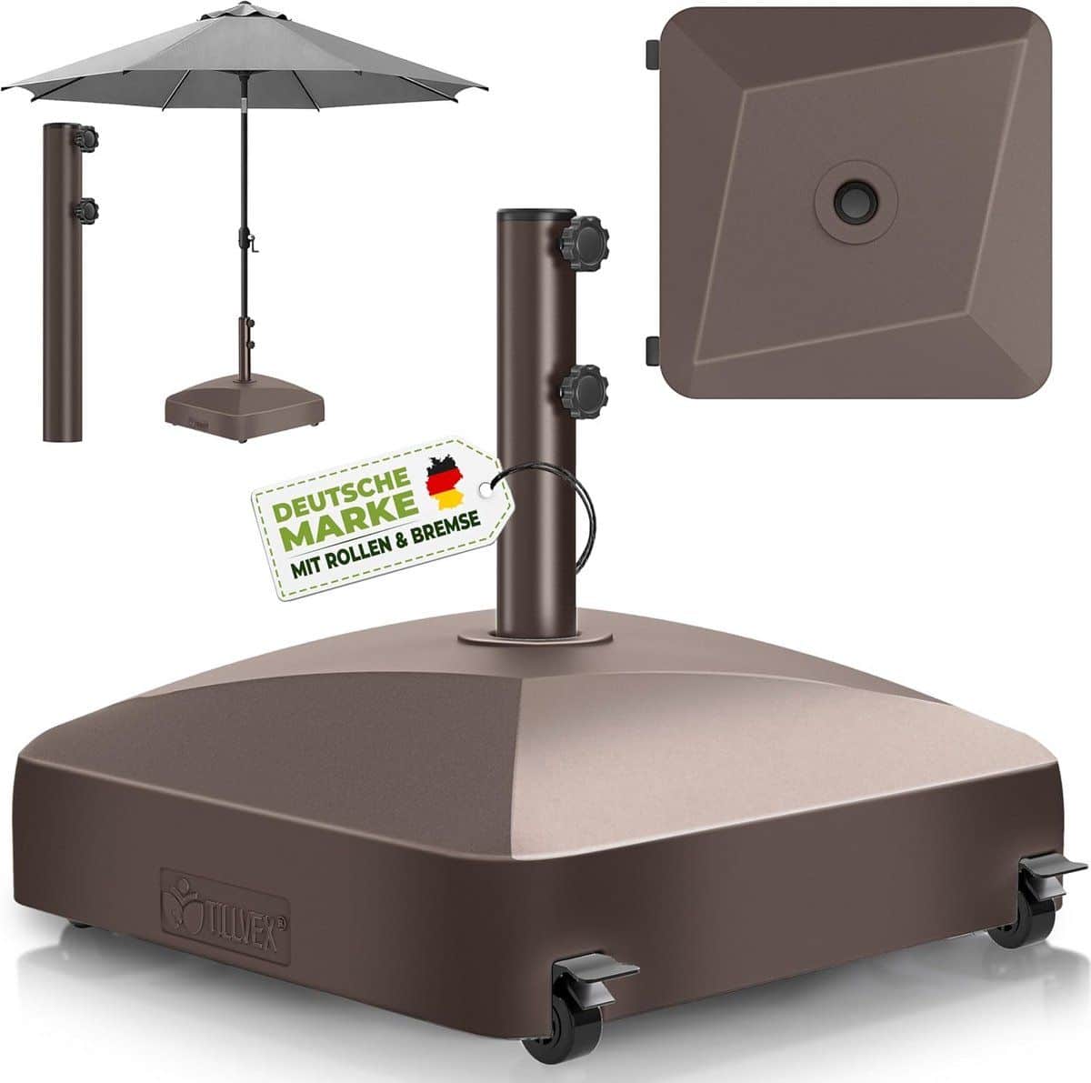parasolvoet met wielen en remmen vulbaar (56 kg)