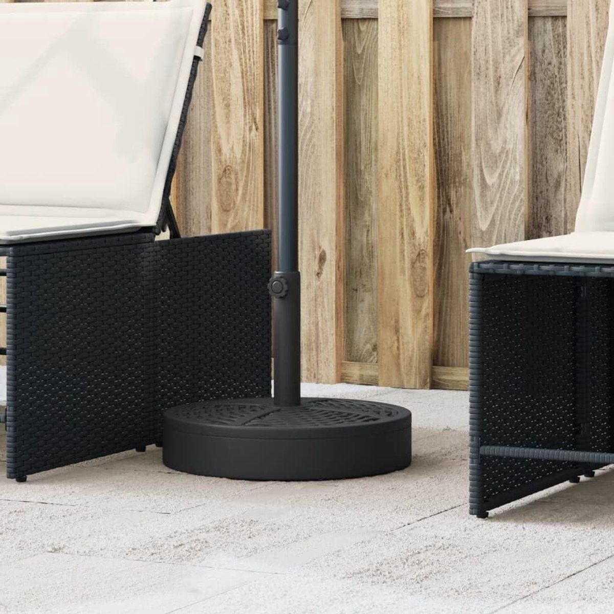 parasolvoet rond parasolhouder sokkel terras stabiliseren rotanmotief