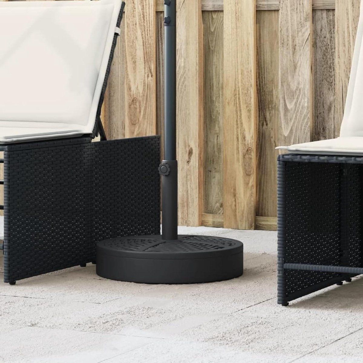 parasolvoet rond parasolhouder terras buiten zitten beton