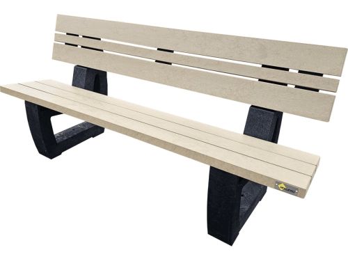 Parkbank kunststof 180cm met rugleuning gerecycled kunststof - Rekupro