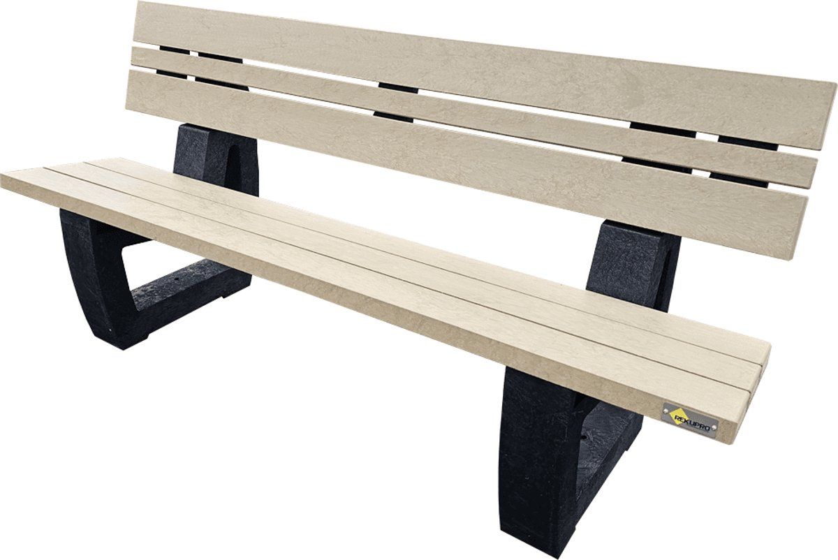 parkbank kunststof 180cm met rugleuning gerecycled kunststof rekupro