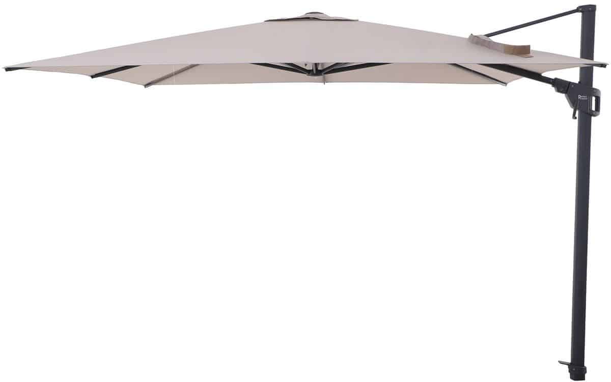 perfect shadow eclipse zweefparasol 300×300 cm. ultra antraciet/soft sand