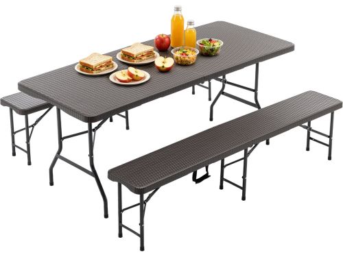Picknicktafel - Inklapbare Tuintafel met 2 Banken - 3-delige Campingset