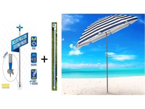 Pincho - LUXE STRANDPARASOL 200 - Zandboor - Blauw &