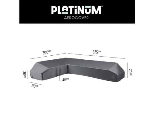 Platinum AeroCover - Loungebankhoes L-vorm - 375x300x90xH30/45/70cm Links - Ademend