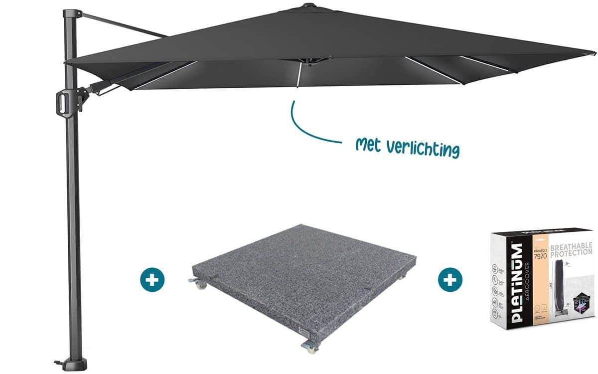 platinum challenger zweefparasol t2 premium glow 3×3 m.