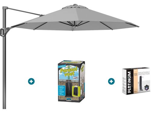 Platinum Voyager ronde zweefparasol T1 3 m. - Light Grey