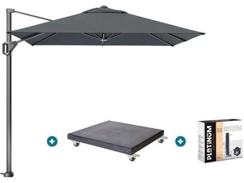 Platinum Voyager zweefparasol T1 2.5x2.5 m. - Antraciet met Marbella