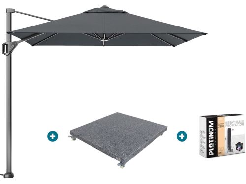 Platinum Voyager zweefparasol T1 2.5x2.5 m. - Antraciet met voet