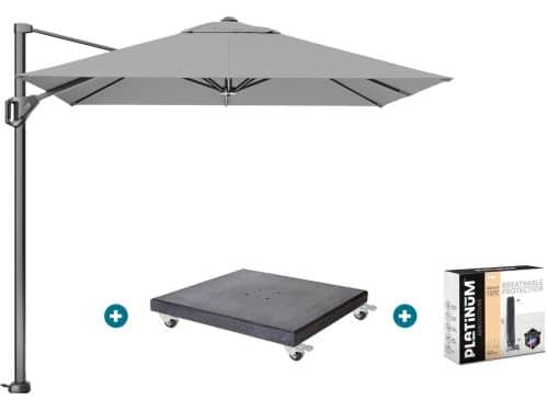 Platinum Voyager zweefparasol T1 2.5x2.5 m. - Light Grey met