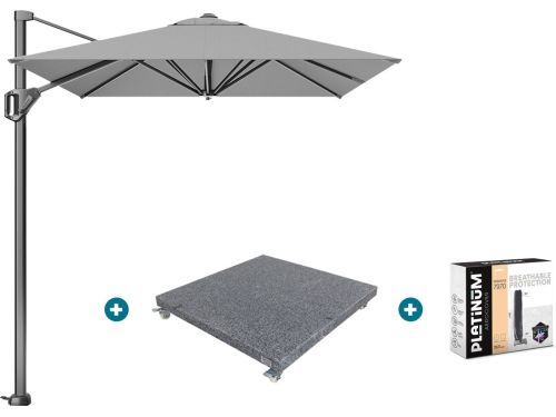 Platinum Voyager zweefparasol T1 3x2 m. - Light Grey met