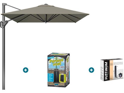 Platinum Voyager zweefparasol T1 3x2 m. - Taupe met ingraafvoet