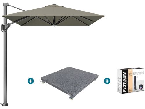 Platinum Voyager zweefparasol T1 3x2 m. - Taupe met voet