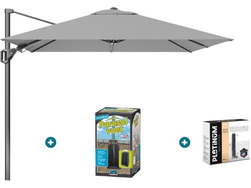 Platinum Voyager zweefparasol T2 2,7x2,7 - Grijs met ingraafvoet en