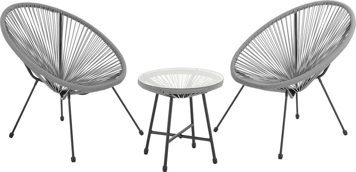 polyrotan balkonmeubel / balkonset ostana 3 delig lichtgrijs
