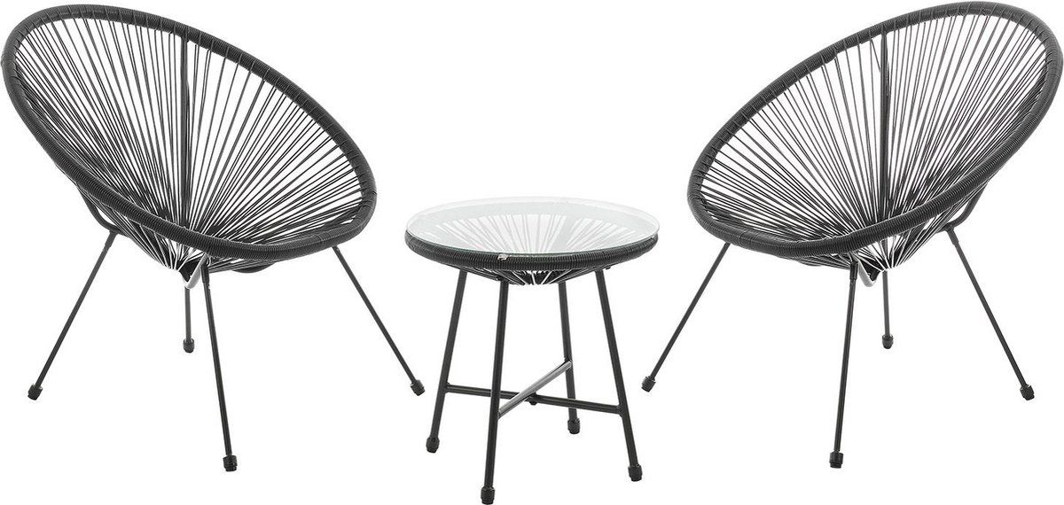 polyrotan balkonmeubel / balkonset ostana 3 delig zwart