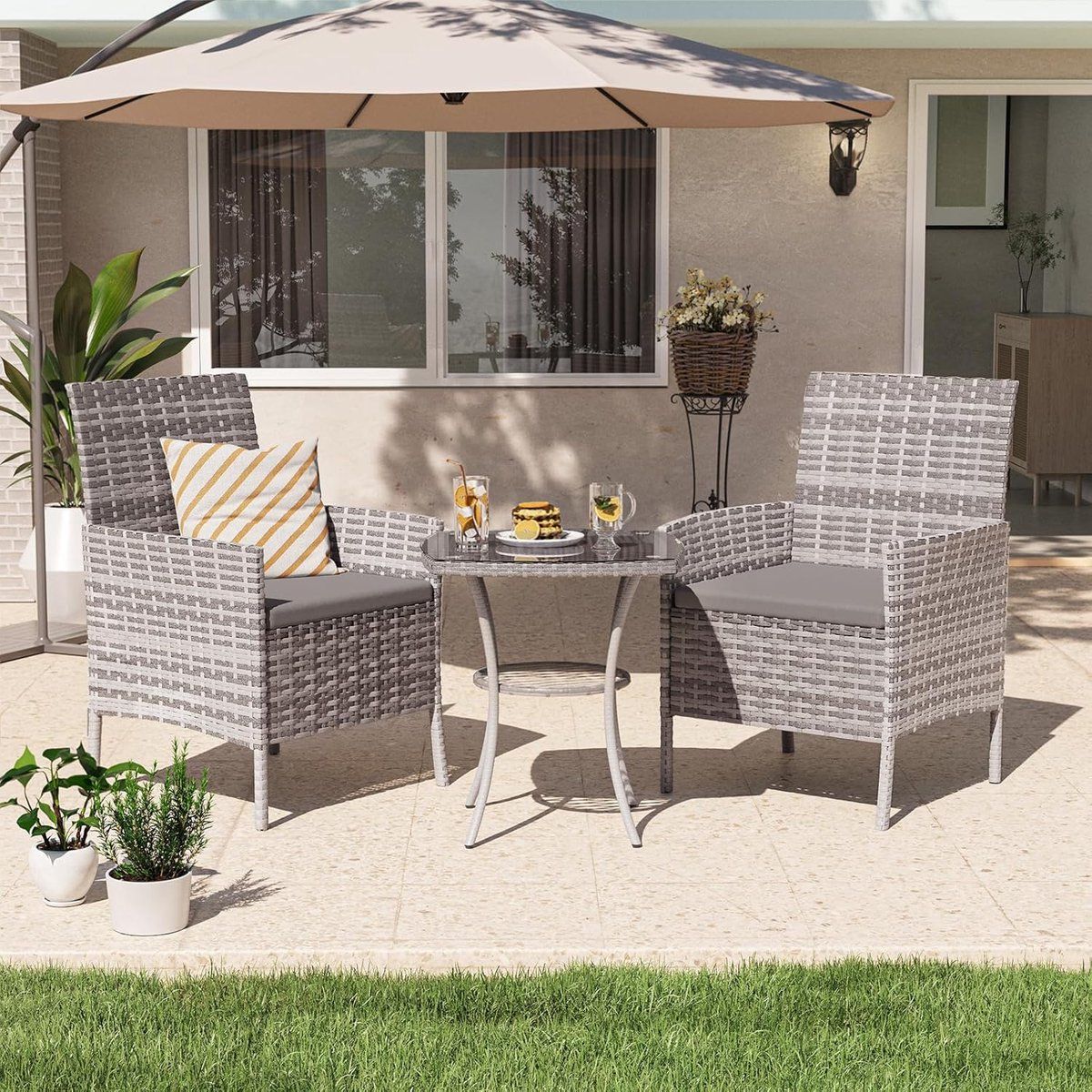 polyrotan balkonset 3 delig 59 x 61 x 84 cm tafel