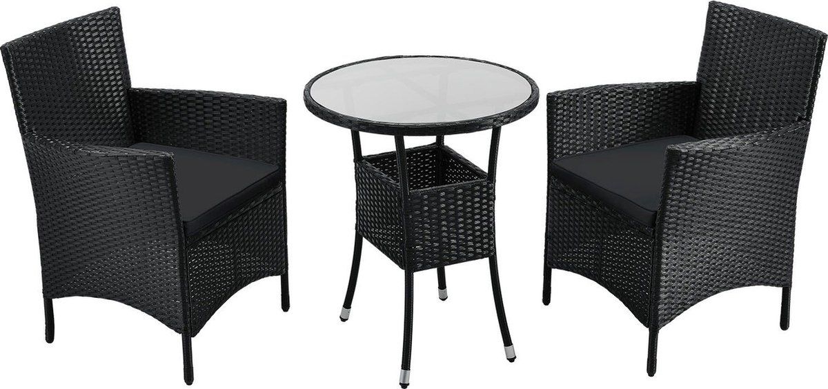 polyrotan balkonset bayamo 3 delig zwart